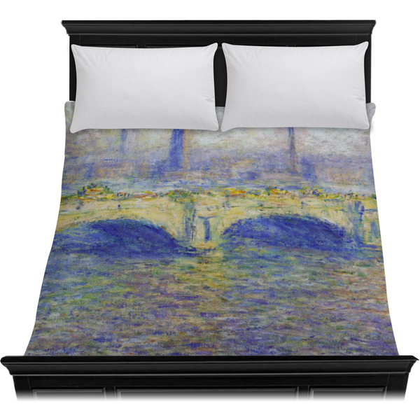 Waterloo Bridge by Claude Monet Duvet Cover - Queen - On Bed - No Prop