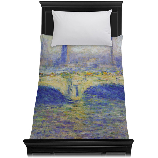 Waterloo Bridge by Claude Monet Duvet Cover - Twin XL - On Bed - No Prop