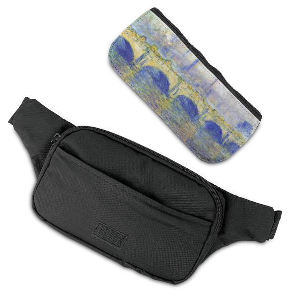 Waterloo Bridge by Claude Monet Fanny Packs - FLAT (flap off)