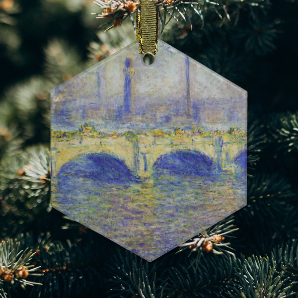Waterloo Bridge by Claude Monet Frosted Glass Ornament - Hexagon (Lifestyle)