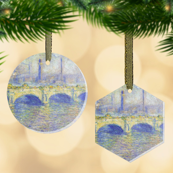 Custom Waterloo Bridge by Claude Monet Flat Glass Ornament