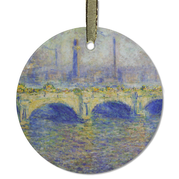 Custom Waterloo Bridge by Claude Monet Flat Glass Ornament - Round