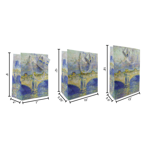 Waterloo Bridge by Claude Monet Gift Bags - All Sizes - Dimensions