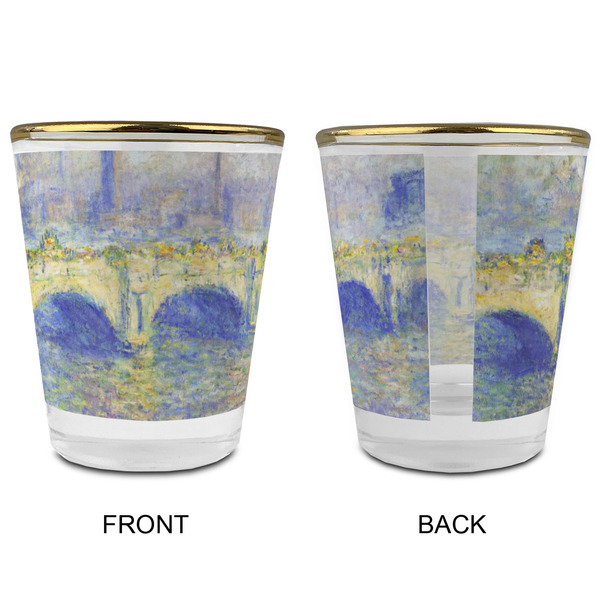 Waterloo Bridge by Claude Monet Glass Shot Glass - with gold rim - APPROVAL
