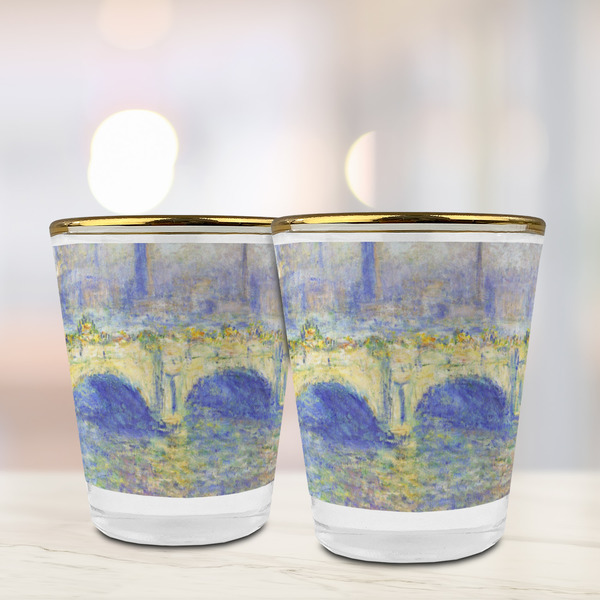 Waterloo Bridge by Claude Monet Glass Shot Glass - with gold rim - LIFESTYLE