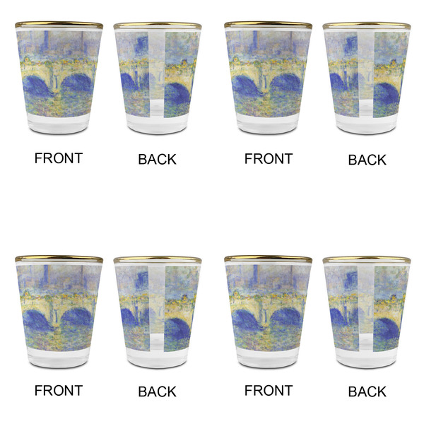 Waterloo Bridge by Claude Monet Glass Shot Glass - with gold rim - Set of 4 - APPROVAL