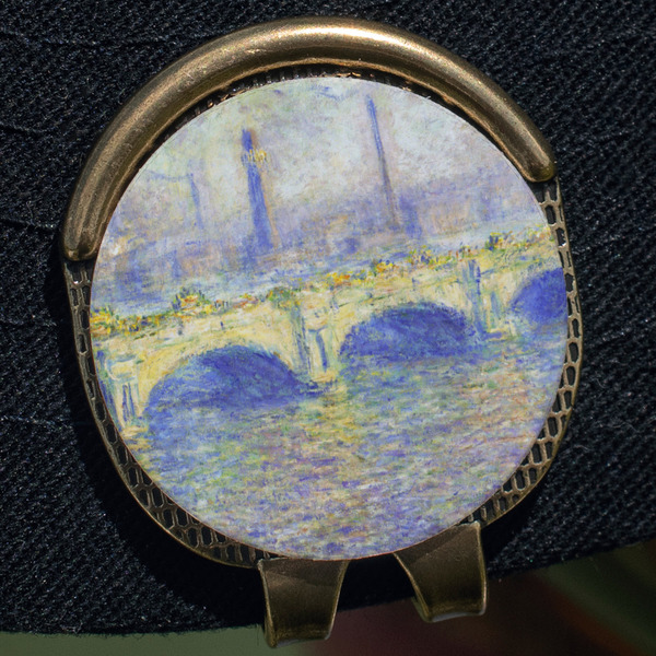 Waterloo Bridge by Claude Monet Golf Ball Marker Hat Clip - Gold - Close Up