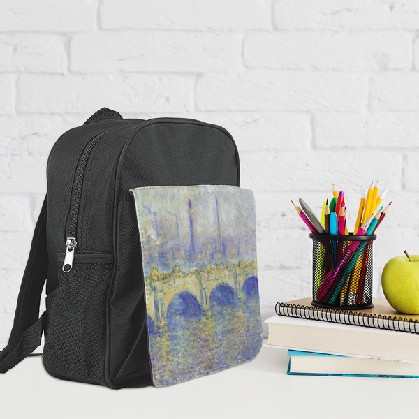 Waterloo Bridge by Claude Monet Kid's Backpack - Lifestyle