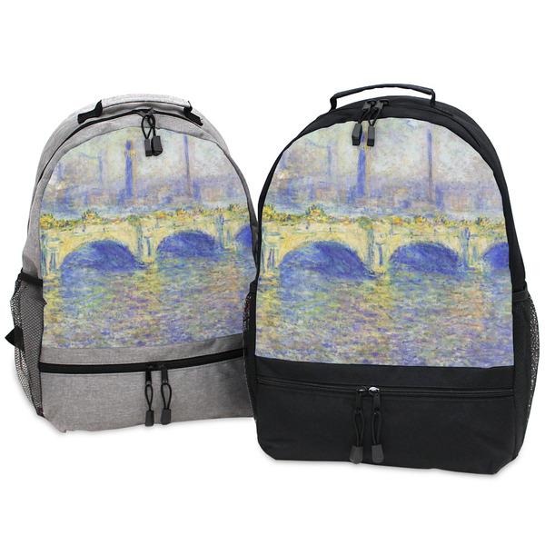 Waterloo Bridge by Claude Monet Large Backpacks - Both