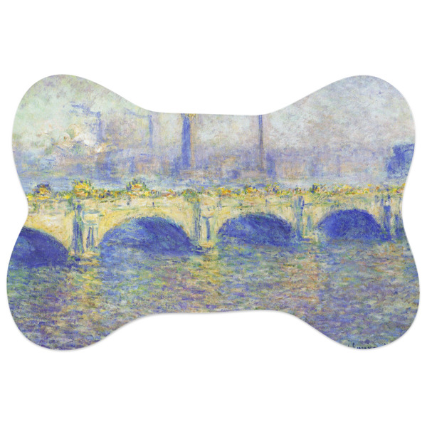 Custom Waterloo Bridge by Claude Monet Bone Shaped Dog Food Mat