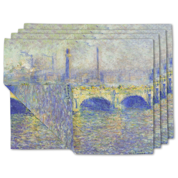 Custom Waterloo Bridge by Claude Monet Double-Sided Linen Placemat - Set of 4