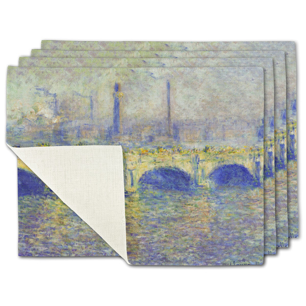 Custom Waterloo Bridge by Claude Monet Single-Sided Linen Placemat - Set of 4