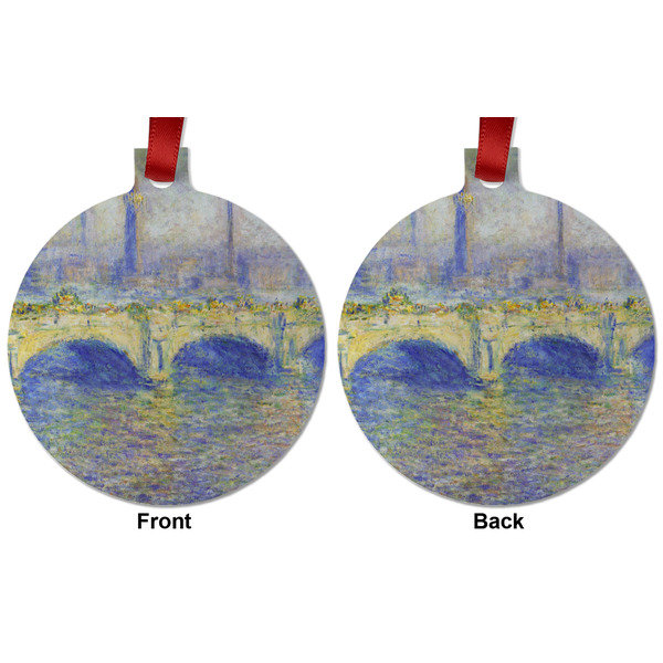 Waterloo Bridge by Claude Monet Metal Ball Ornament - Front and Back