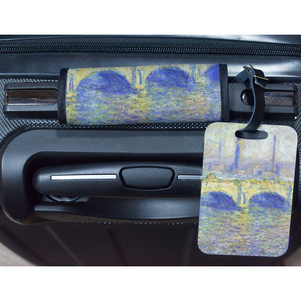 Waterloo Bridge by Claude Monet Metal Luggage Tag & Handle Wrap - In Context