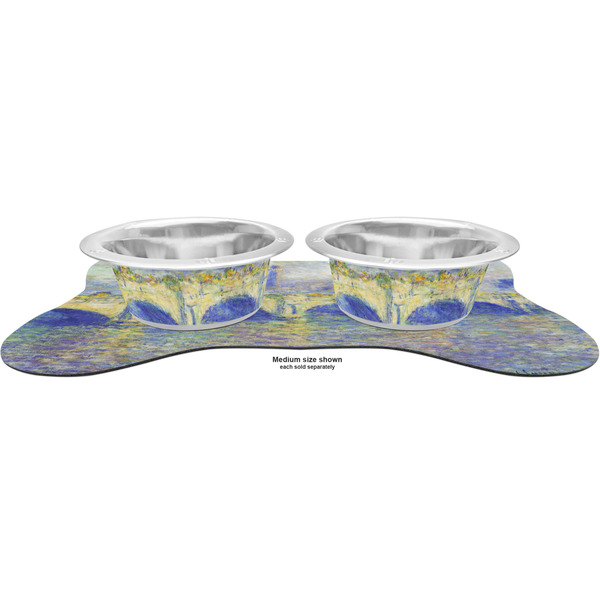 Waterloo Bridge Metal Pet Bowls - On Dog Bone Shaped Mat