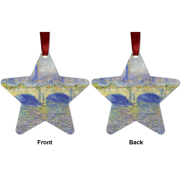 Waterloo Bridge by Claude Monet Metal Star Ornament - Front and Back