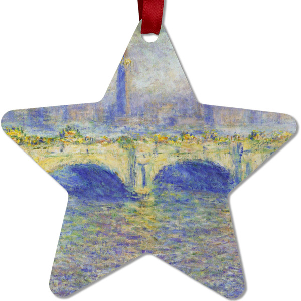 Custom Waterloo Bridge by Claude Monet Metal Star Ornament - Double Sided