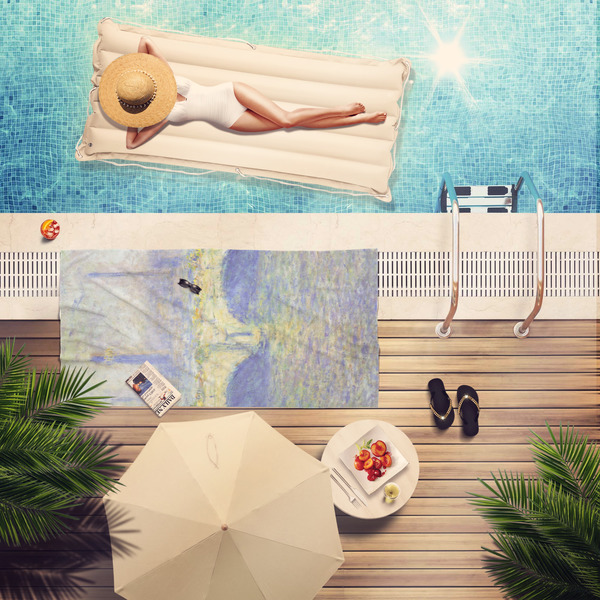 Waterloo Bridge by Claude Monet Pool Towel Lifestyle