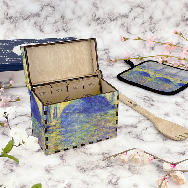 Waterloo Bridge by Claude Monet Recipe Box - Full Color - In Context
