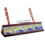 Waterloo Bridge by Claude Monet Red Mahogany Nameplate with Business Card Holder