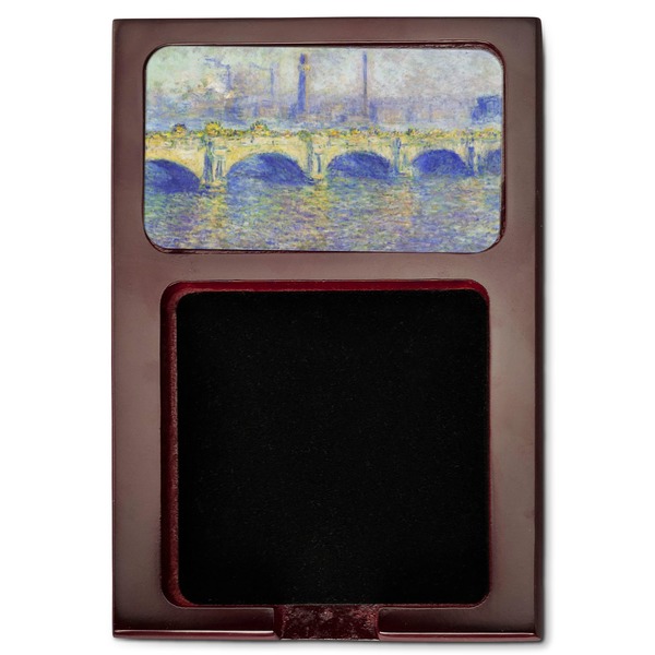 Waterloo Bridge by Claude Monet Red Mahogany Sticky Note Holder - Flat