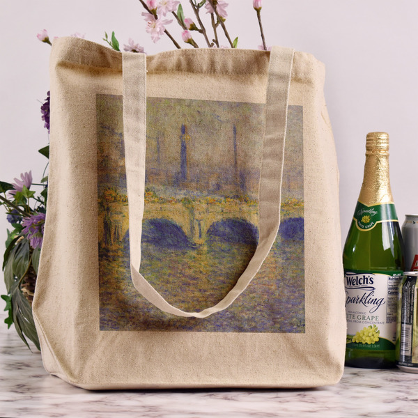 Waterloo Bridge by Claude Monet Reusable Cotton Grocery Bag - In Context