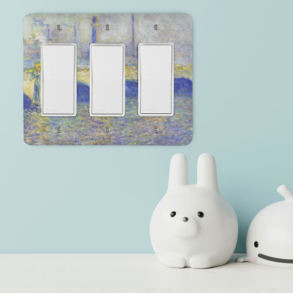 Waterloo Bridge by Claude Monet Rocker Light Switch Covers - Triple - IN CONTEXT