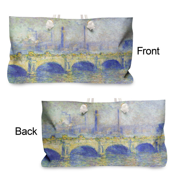 Waterloo Bridge by Claude Monet Large Rope Tote - From & Back View
