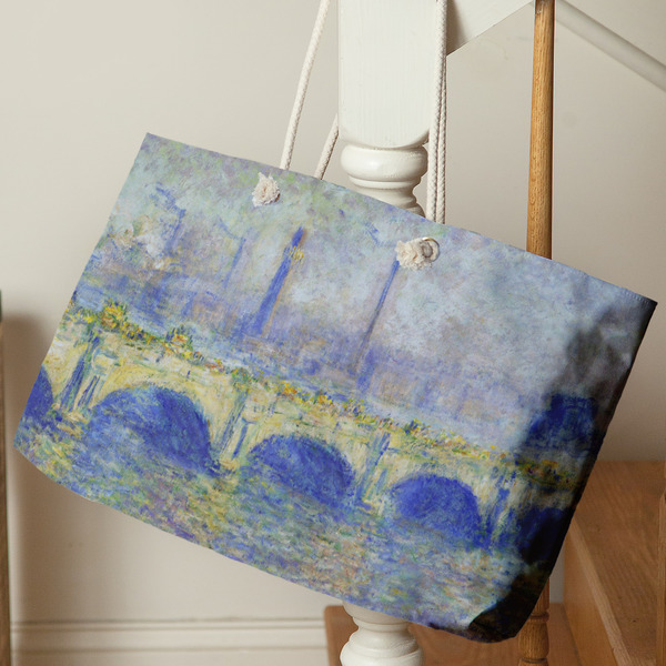 Waterloo Bridge by Claude Monet Large Rope Tote - Life Style