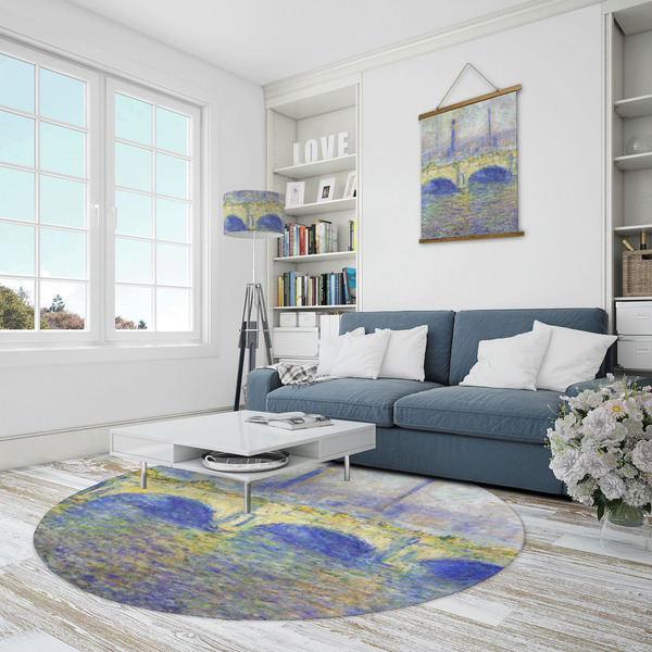 Waterloo Bridge by Claude Monet Round Area Rug - IN CONTEXT