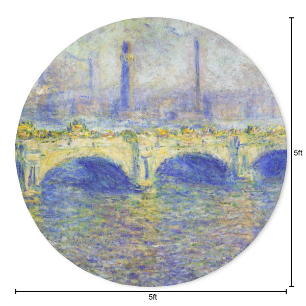 Waterloo Bridge by Claude Monet Round Area Rug - Size