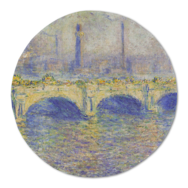 Custom Waterloo Bridge by Claude Monet Round Linen Placemat - Single Sided
