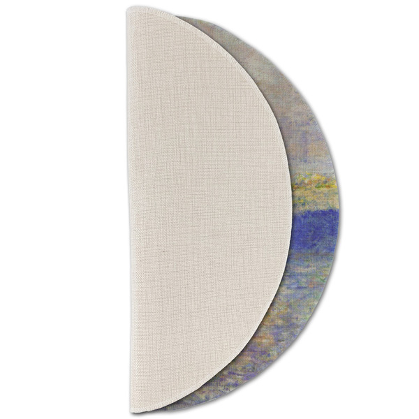 Waterloo Bridge by Claude Monet Round Linen Placemats - HALF FOLDED (single sided)