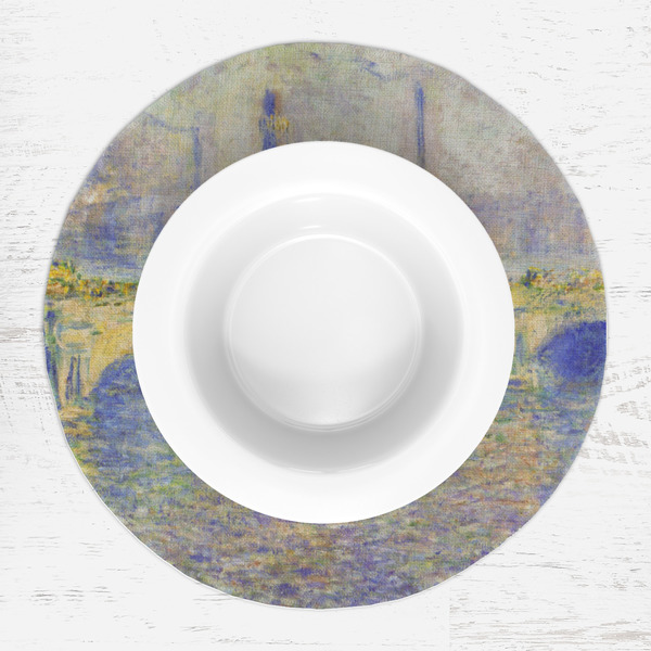 Waterloo Bridge by Claude Monet Round Linen Placemats - LIFESTYLE (single)