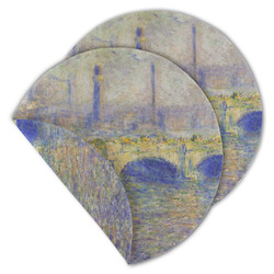 Waterloo Bridge by Claude Monet Round Linen Placemat - Double Sided