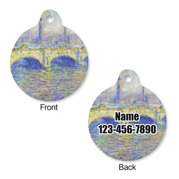 Waterloo Bridge by Claude Monet Round Pet ID Tag - Large - Approval