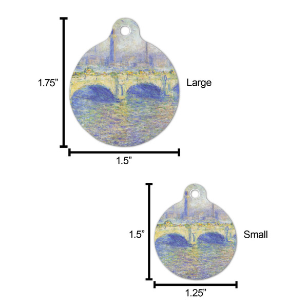 Waterloo Bridge by Claude Monet Round Pet ID Tag - Large - Comparison Scale