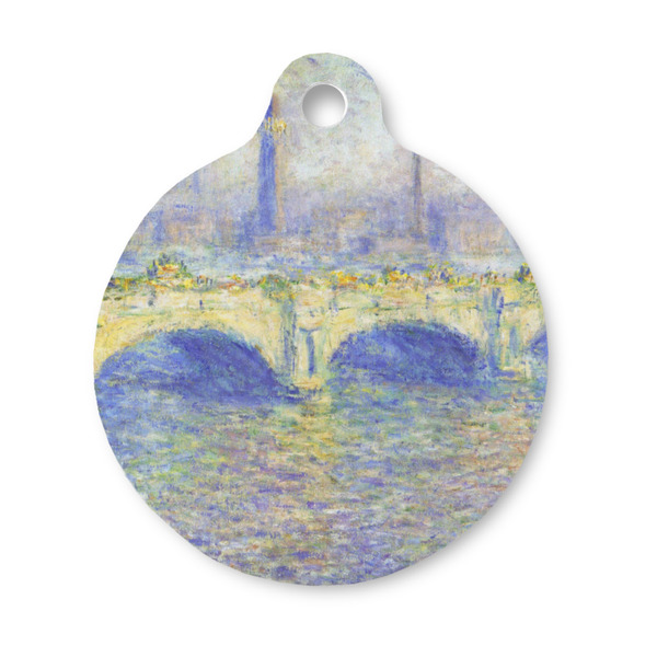 Custom Waterloo Bridge by Claude Monet Round Pet ID Tag - Small