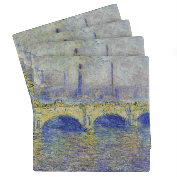 Custom Waterloo Bridge by Claude Monet Absorbent Stone Coasters - Set of 4