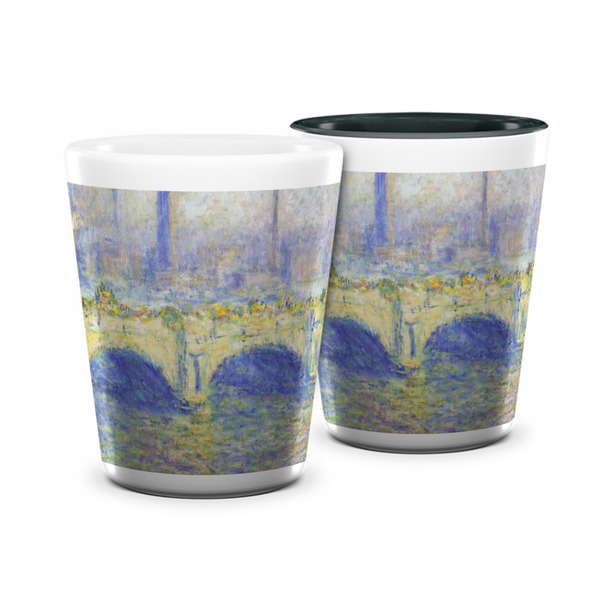 Custom Waterloo Bridge by Claude Monet Ceramic Shot Glass - 1.5 oz