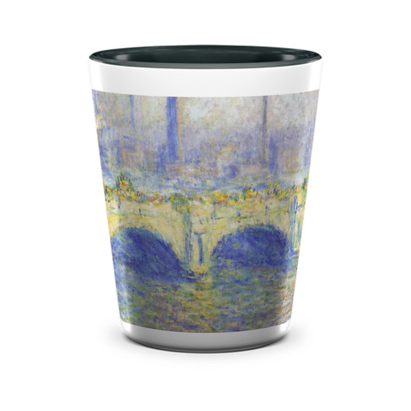 Custom Waterloo Bridge by Claude Monet Ceramic Shot Glass - 1.5 oz - Two Tone - Single