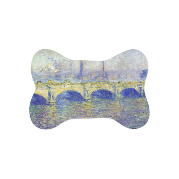 Custom Waterloo Bridge by Claude Monet Bone Shaped Dog Food Mat (Small)