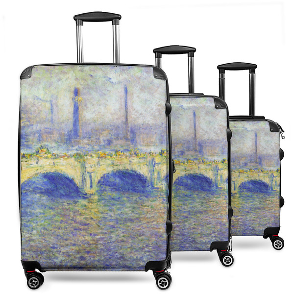 Custom Waterloo Bridge by Claude Monet 3 Piece Luggage Set - 20" Carry On, 24" Medium Checked, 28" Large Checked