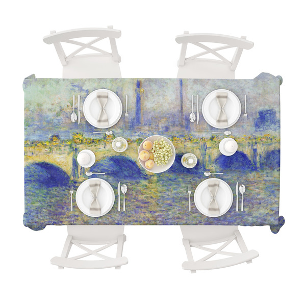 Waterloo Bridge by Claude Monet Tablecloths (58"x102") - TOP VIEW (with plates)