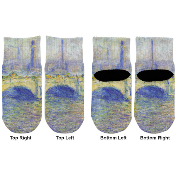 Waterloo Bridge by Claude Monet Toddler Ankle Socks - Double Pair - Front and Back - Apvl