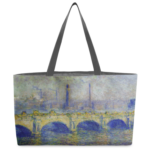 Custom Waterloo Bridge by Claude Monet Beach Totes Bag - w/ Black Handles