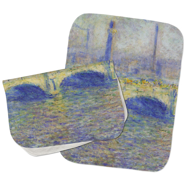 Waterloo Bridge by Claude Monet Two Rectangle Burp Cloths - Open & Folded
