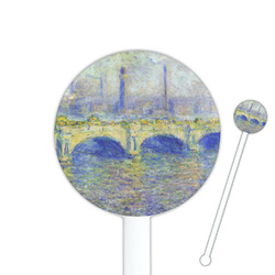 Waterloo Bridge by Claude Monet 5.5" Round Plastic Stir Sticks - White - Double Sided