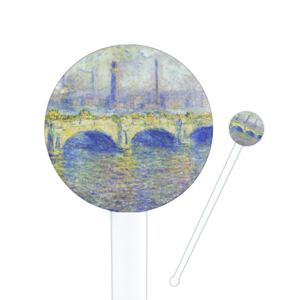 Custom Waterloo Bridge by Claude Monet 7" Round Plastic Stir Sticks - White - Single Sided