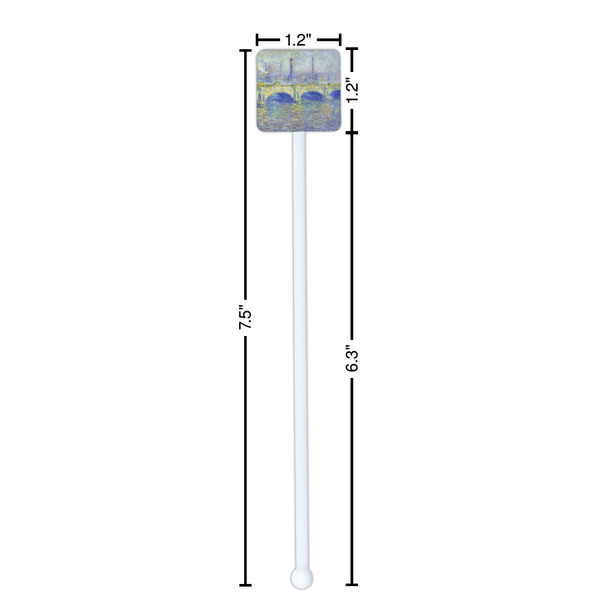 Waterloo Bridge by Claude Monet White Plastic Stir Stick - Square - Dimensions